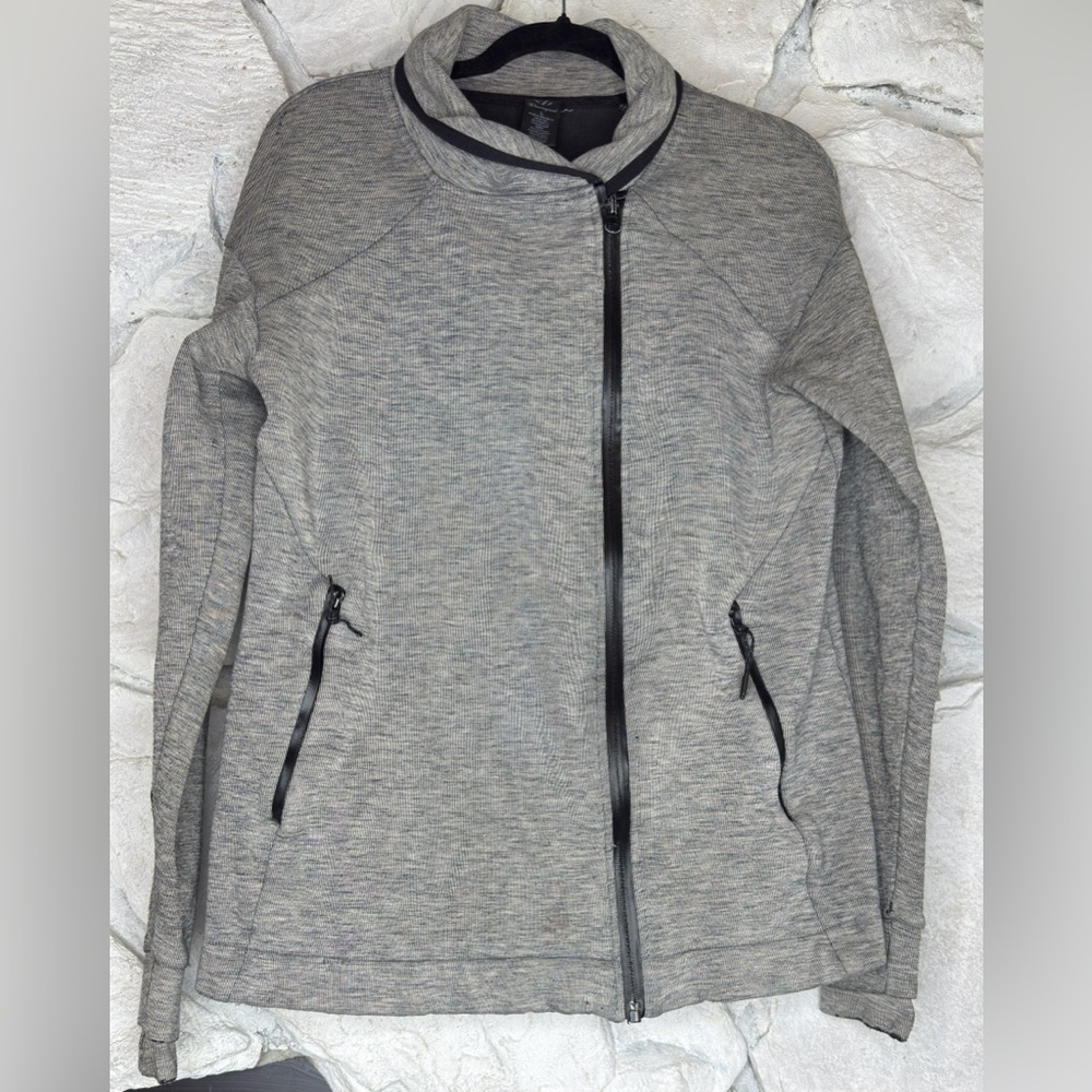 Champion| Women’s Heather Gray Asymmetrical Zip Jacket with Ribbed Cuffs, Size L